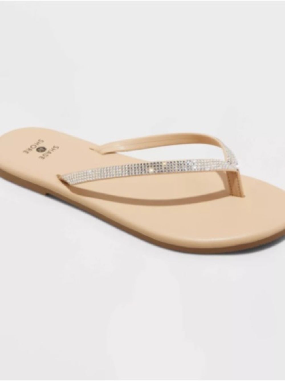 Rhinestone Strap Nude Flip Flop Sandals